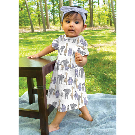 Hudson Baby Baby Girls' Cotton Dresses, Pink Safari, 6-9 Months