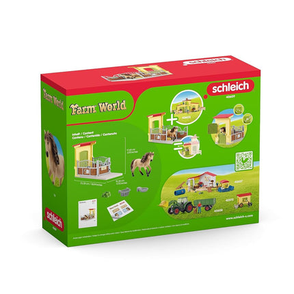 Schleich Farm World - Pony Box with Iceland Pony Stallion Playset, Collectible Horse Toy for Kids Ages 3+