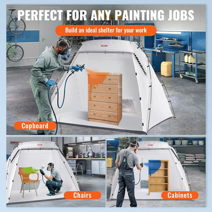 VEVOR Airbrush Spray Booth, Portable Hobby Airbrush Paint Spray Booth Kit with 4 LED Light, Powerful Dual Exhaust Fans, Turntable and 6 ft Extension Hose, for Painting Models, Arts, Crafts, Cakes