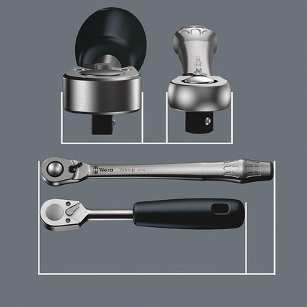 Wera 8004 A Zyklop Metal Ratchet with Switch Lever and 1/4-Inch Drive, 1/4 Zoll x 141.0 mm, Multi-Colour
