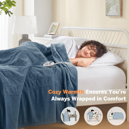 Serta Heated Blanket, Electric Full Size Blanket, Soft, Warm, Fuzzy Heating Blanket Full for Office, Couch, 1-12 hr Auto Shut Off Timer, 10 Lv Heat Setting, ETL Certified, Full 77" x 84" Navy
