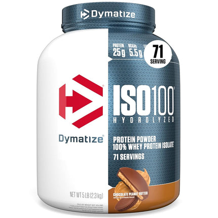Dymatize ISO100 - 100% Hydrolyzed Whey Protein Isolate - Chocolate Peanut Butter, 5lbs/2.3kg