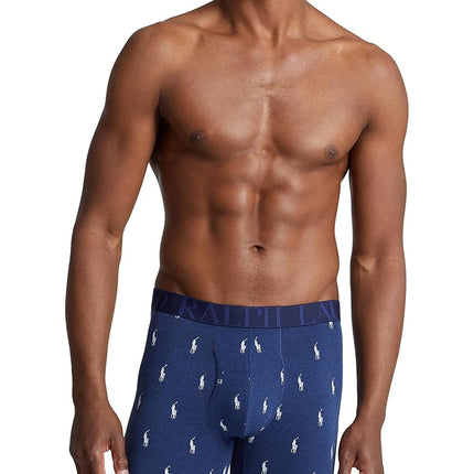POLO RALPH LAUREN Men's Stretch Classic Fit Boxer Briefs, Trunks & Long Leg Boxer Briefs Available, 3 Pack, Royal Heather/ Blue Heather/Blue - 3 Pack, S