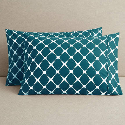 Elegant Comfort Luxury Ultra-Soft 2-Piece Pillowcase Set - 1500 Premium Hotel Quality Microfiber Double Brushed - Wrinkle Resistant, King Size, Bloomingdale Pattern Teal