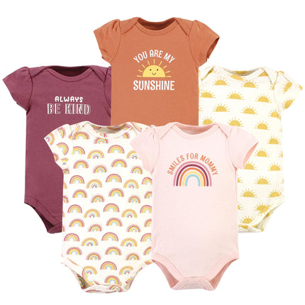 Hudson Baby Baby Cotton Bodysuits, Sunshine Rainbo