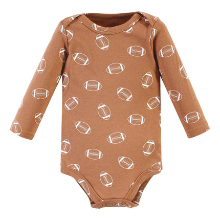 Hudson Baby Unisex Baby Cotton Long-Sleeve Bodysuits, Football Huddles 5-Pack, Newborn, Football Huddles 5-pack, Newborn