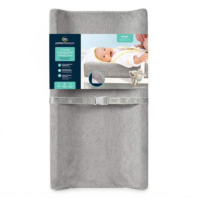Serta Perfect Sleeper Contoured Changing Pad with Plush Cover, Grey