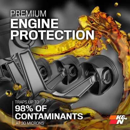 K&N Premium Oil Filter: 20,000 Mile Engine Protection, High Capacity/High Efficiency: Compatible with 2016-2023 FORD/LAND ROVER: (See Product Description for Select Models) HP-7043