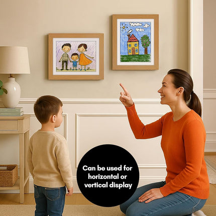 Americanflat Kids Artwork Display Frame Changeable (Dark Oak) - Magnetic Door Holds 100 Art Pieces - A4 Size Display with Mount or 10x12.5 Without Mount - My Mini Masterpiece