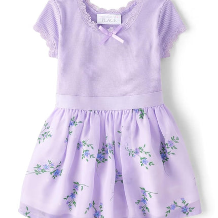 The Children's Place Baby Girls' and Toddler Short Sleeve Dressy Dresses, Loveable, 9-12 Months