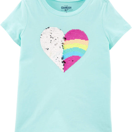 OSHKOSH B'GOSH Girls' Sequin Short-Sleeve T-Shirt, South Mesa, 4