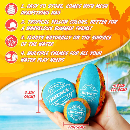 Billeeit 5Pcs Water Skipping Balls Set for Pool Play (Zest Tropical Theme)