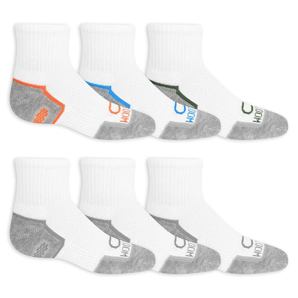 Fruit of the Loom Boys' Coolzone Ankle Socks (6 Pack), White Assorted, Medium
