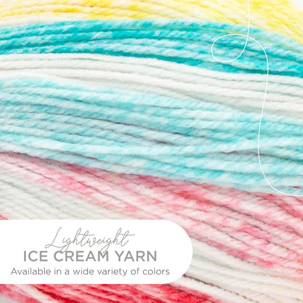Lion Brand Yarn Ice Cream, Baby Yarn for Knitting and Crochet, Funfetti, 1 Pack