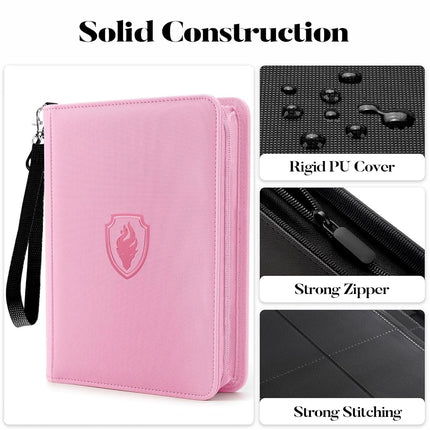 Fabmaker Premium 4 Pocket ZipCard Binder, Trading Album for 320 Cards, Portable PU Collection Binder (Pink)