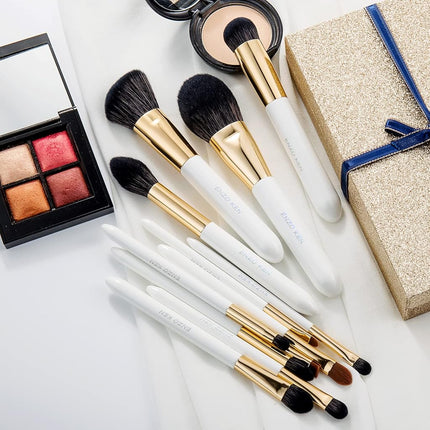 ENZO KEN Natural Black Goat Hair Makeup Brush Set with Case, Natural Hair Makeup Brushes Set Professional, Make up Brushes Set Professional, Natural Makeup Brushes, Natural Bristle Makeup Brushes.