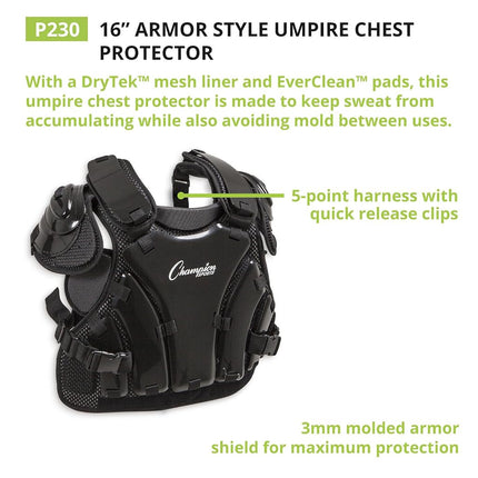 Champion Sports P230 Sport Armor Style Chest Protector, Black, 3mm