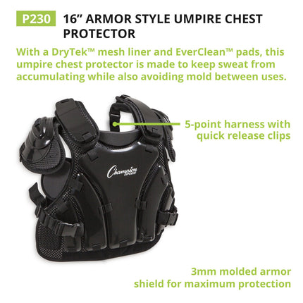 Champion Sports P230 Sport Armor Style Chest Protector, Black, 3mm