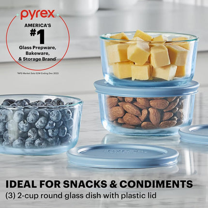 Pyrex Tinted (6-PC Large) Medium/Large Rectangle Food Storage Container Set, Snug Fit Non-Toxic Plastic BPA-Free Lids, Freezer Dishwasher Microwave Safe, 3 & 6 & 11 Cup