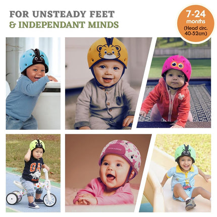 SafeheadBABY Award-Winning Soft Infant Head Protector for Crawling & Walking | Expandable Lightweight Baby Safety Helmet 7–24 Months (40–52 cm) – Ladybird Pink