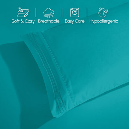 Elegant Comfort 4-Piece Bed Sheet Set - Luxury Bedding 1500 Premium Hotel Quality Microfiber, All Around Elastic 18-24 Inches Deep Fitted Sheet- Extra Deep Pocket Sheets, King, Teal