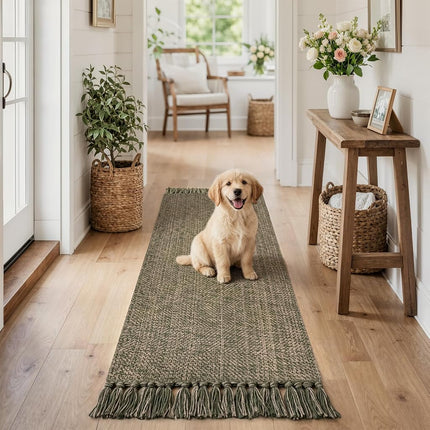 Collive Moss Green Bathroom Runner Rug, 2' x 5' Boho Kitchen Mats