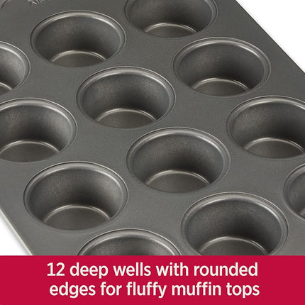All-Clad Pro-Release Nonstick Bakeware Muffin Pan, 12 Cup, Gray