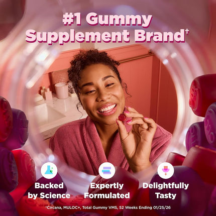 OLLY Women's Multivitamin Gummy, Vitamins A, D, C, E, Biotin, Folic Acid, Chewable Supplement, Berry Flavor, 65-Day Supply - 130 Count (Packaging May Vary)