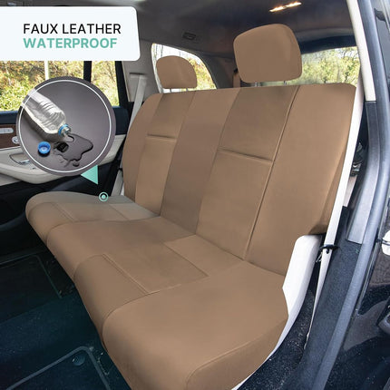 FH Group Automotive Seat Covers Solid Tan Universal Fit PU Leather Full Set fits most Cars, SUVs, and Trucks PU001TAN114