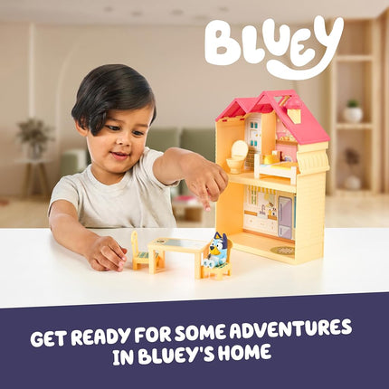 Bluey Mini Home Playset Compact House Playset With Carry Handle Three Different Rooms Kitchen, Bedroom and Bathroom Includes Figure With 5 Play Pieces