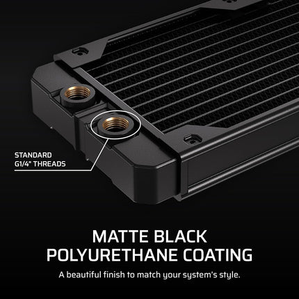 CORSAIR Hydro X Series XR5 420mm V2 Custom Cooling Radiator – Compatible with iCUE LINK Fans, 3x140mm Fan Mounts, Screw Protection Plates, G1/4” Threads – Black