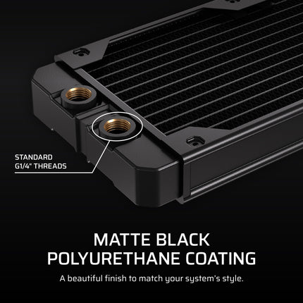 CORSAIR Hydro X Series XR5 420mm V2 Custom Cooling Radiator – Compatible with iCUE LINK Fans, 3x140mm Fan Mounts, Screw Protection Plates, G1/4” Threads – Black