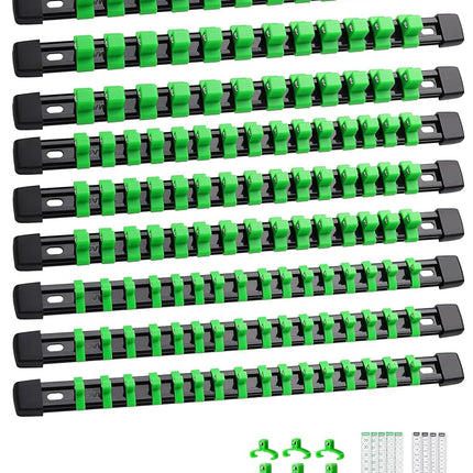 ALOANES 9 PC ABS Socket Organizer, 1/2 inch, 3/8 i