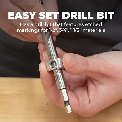 Kreg Easy-Set Pocket-Hole Drill Bit with Stop Collar & Gauge/Hex Wrench, KPHA308