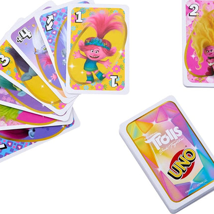 Mattel Games UNO Trolls 3: Band Together Card Game for Kids, Adults & Game Night Featuring Trolls Characters & Special Rule