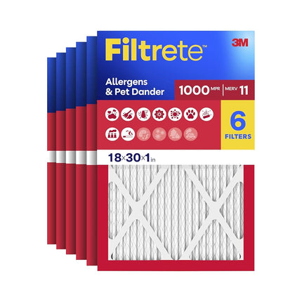 Filtrete AD28-6PK-1E, AC Furnace Air Filter, MPR 1000, Micro Allergen Defense, 6-Pack (Exact Dimensions 17.81 x 29.81 x 0.81)