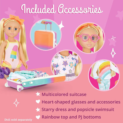 Glitter Girls 14 Inch Doll Clothes, Suitcase Fashion Set, 3 Outfits, Medium