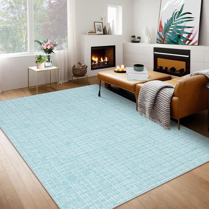 GarveeHome Modern Mint 10x13 Faux Wool Low Pile Plaid Accent Area Rug for Living Room, Bedroom, Nursery, Office