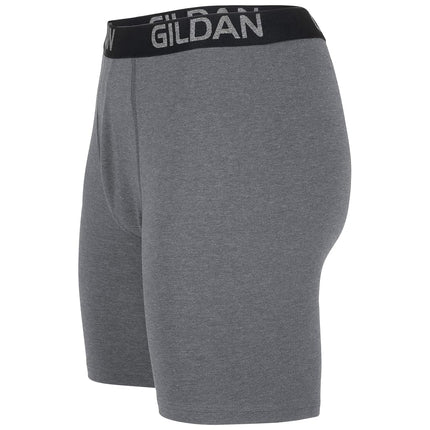 Gildan Men's Cotton Stretch Boxer Brief, Multipack, Black Soot/Heather Dark Grey/Green Midnight (Pack of 4, Long Leg), XL