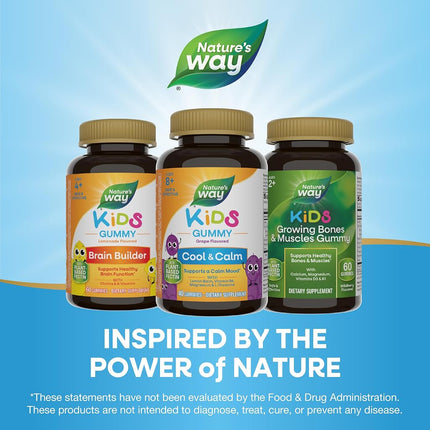 Nature's Way Kids Cool, Calm & Collected Gummies for Ages 8 and Over, Grape Flavored, 40 Count