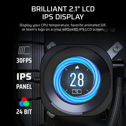 Corsair NAUTILUS RS LCD Module – For NAUTILUS RS and NAUTILUS RS ARGB AIO CPU Coolers – 2.1" IPS LCD Screen, Easy Tool-Free Installation – Black