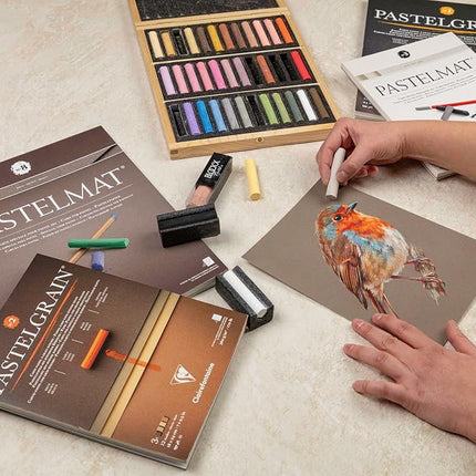 Clairefontaine - Ref 96018C - Pastelmat Pastel Card Pad No.1 (12 Sheets) - 360gsm Card - 30 x 40cm - Assorted Colours - Specially Formulated For Use With Pastels