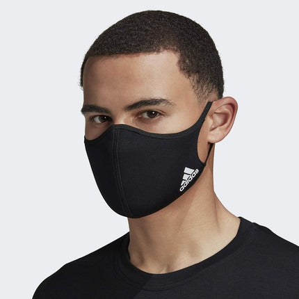 adidas Standard Face Covers 3-Pack, Black, Medium/