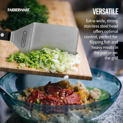 Spatule Pro large à triple rivet Farberware 5243222, acier inoxydable, noire