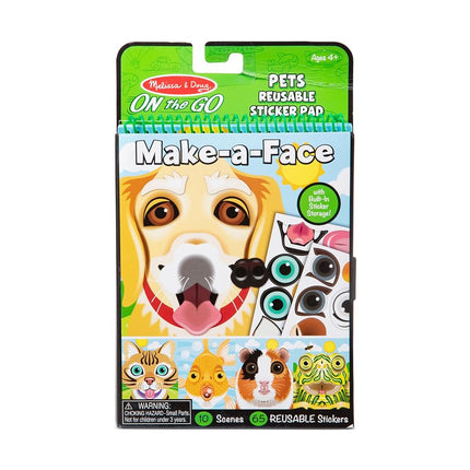 Melissa & Doug On the Go Make-a-Face Reusable Sticker Pad Travel Toy Activity Book – Pet Animals (10 Scenes, 65 Cling Stickers) [Toy] [Sep 19, 2019] Melissa & Doug
