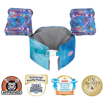 SwimWays The Little Mermaid Swim Trainer, US Coast Guard Approved Life Jacket Kids Life Jacket, Arm Floations and Life Jackets for Kids 35-55 lbs