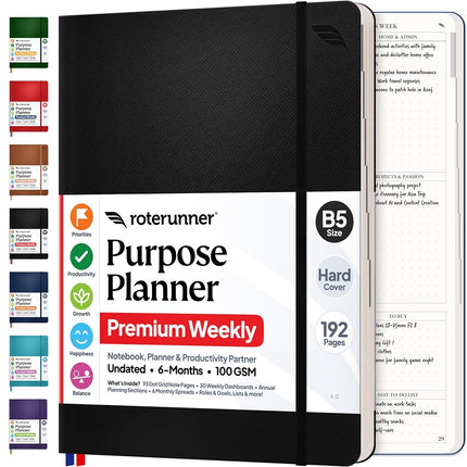 Purpose Planner Notebook B5 7.5”x9.8” Undated Plan