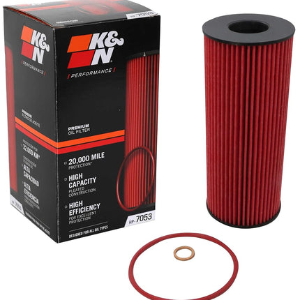 K&N Oil Filter - High Performance-Series compatible with BMW (HP-7053), Red