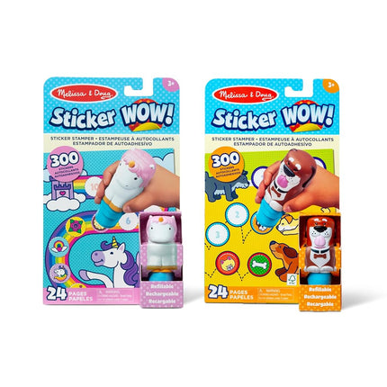 Melissa & Doug Sticker WOW!� Dog and Unicorn Bundle: 2 Activity Pads, 2 Sticker Stampers, 600 Stickers