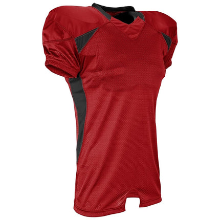 CHAMPRO Boys' Huddle Stretch Polyester Dazzle Youth Football Game Jersey Scarlet, Black